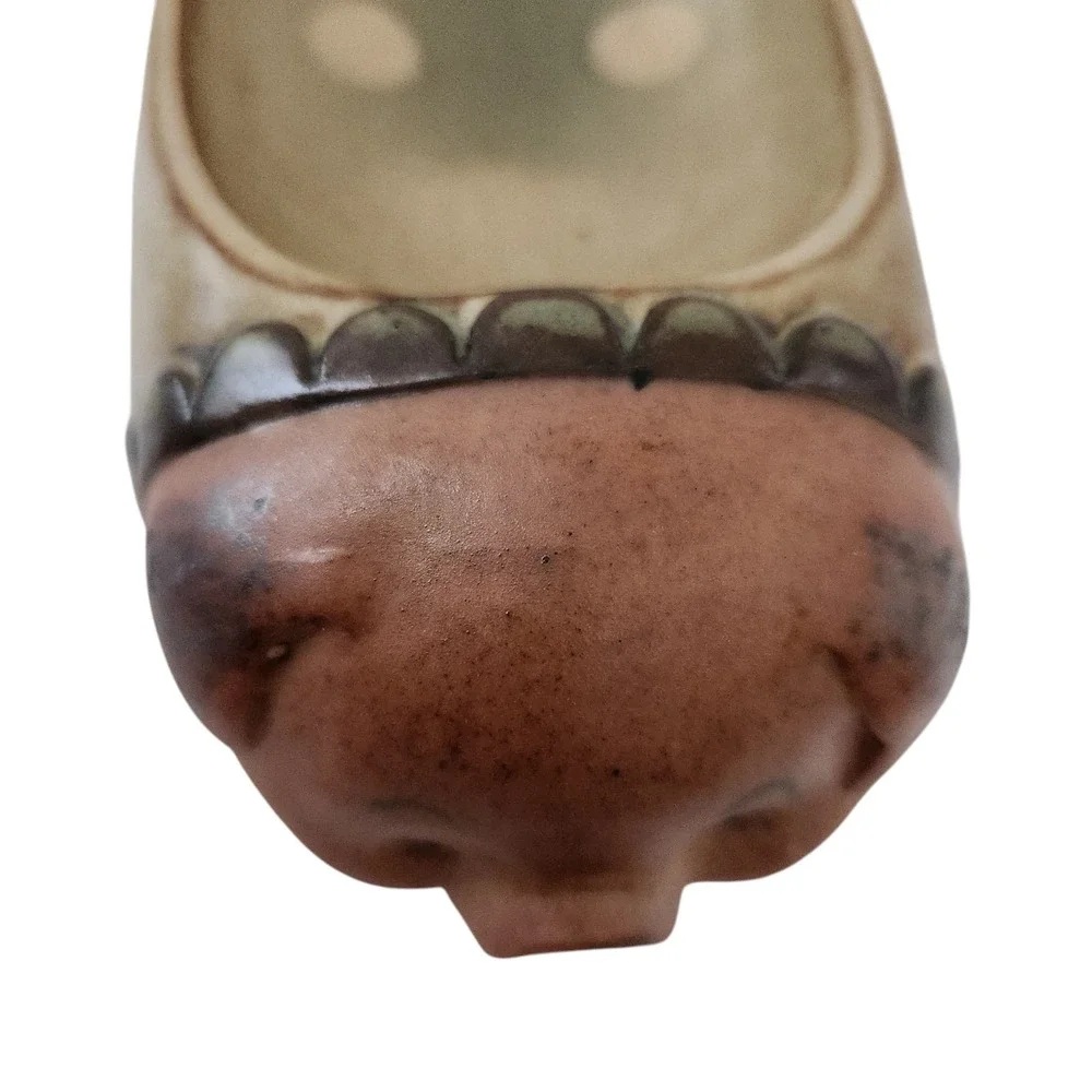 UCTCI Vintage Pig Spoon Rest Stoneware Japan Smiling Polka Dots Whimsy 7.5